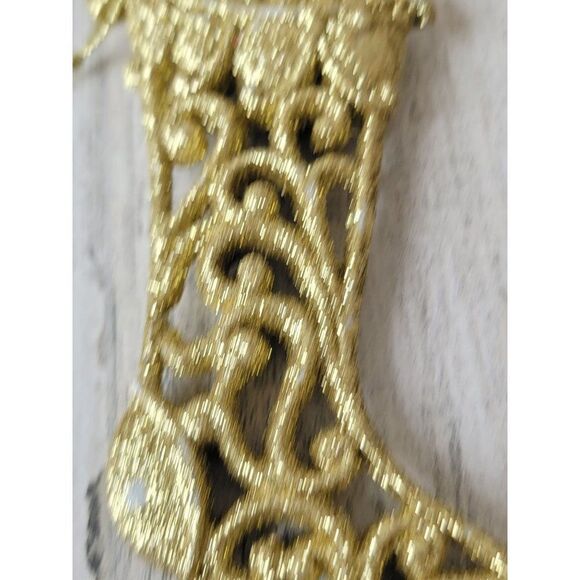 Golden glitter stocking spiral ornament Xmas decor - Picture 8 of 9
